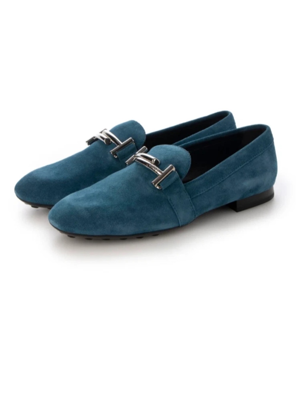 TOD'S Double T-Timeless Women's Loafers EU39 US 8 - Deep Teal Blue Suede